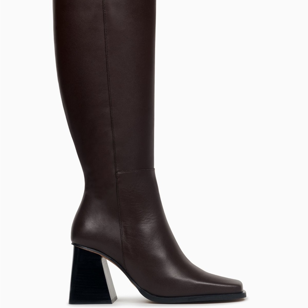 Feners Le Midnight Leather Knee-High Boots in Chocolat